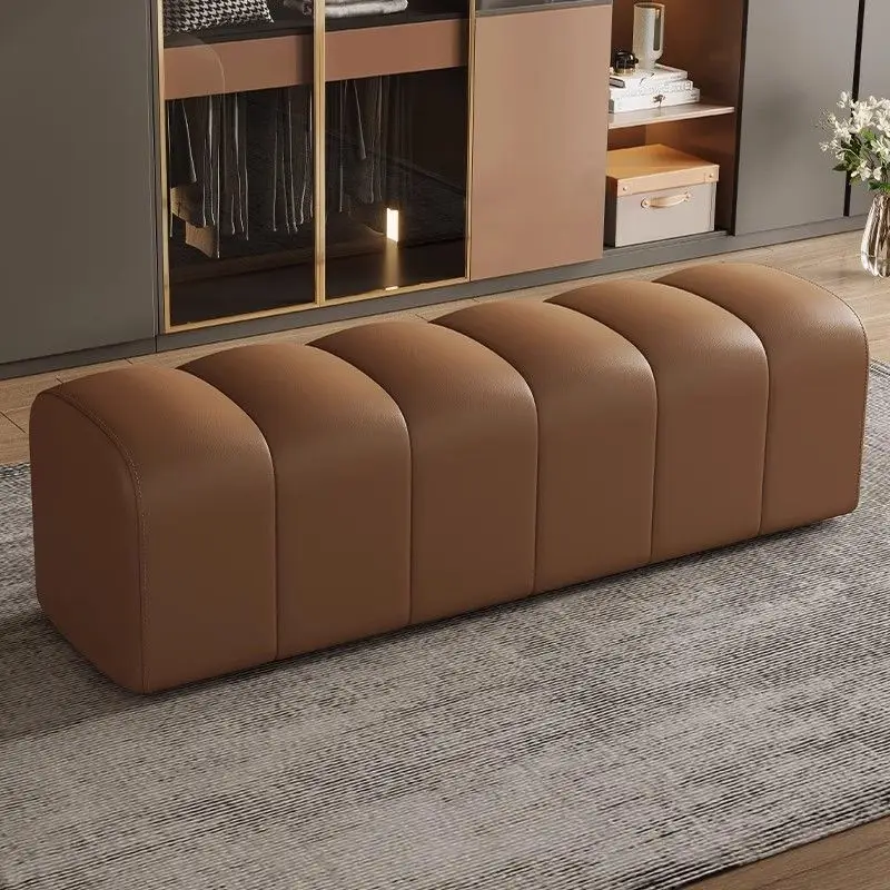 High end luxury leather stool, living room sofa stool, entrance shoe changing stool, wardrobe square sofa