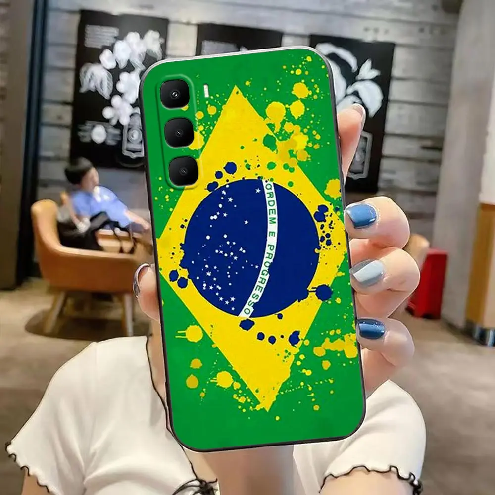Phone Case For Infinix HOT 70 60 50 10 10I 10S 11 12 12I 20I 20S 30 30I ZERO 20 30 40 Funda Shell Cover Football Flag Of Brazil