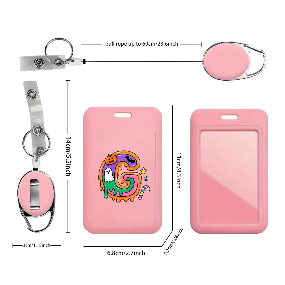 1 قطعة حامل بطاقة الهوية العمل الموظف شارة الصدر قشرة صلبة الغطاء الواقي مع حبل معلق قابل للتوسيع نمط إلكتروني الحلوى