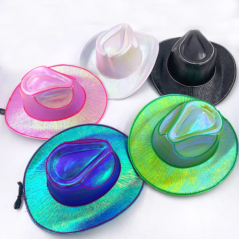 Halloween Boże Narodzenie EL Wire Light Up Sequin Jazz Hat Adult Neon LED Luminous Festival Party Dress Up Cap For Men and Women