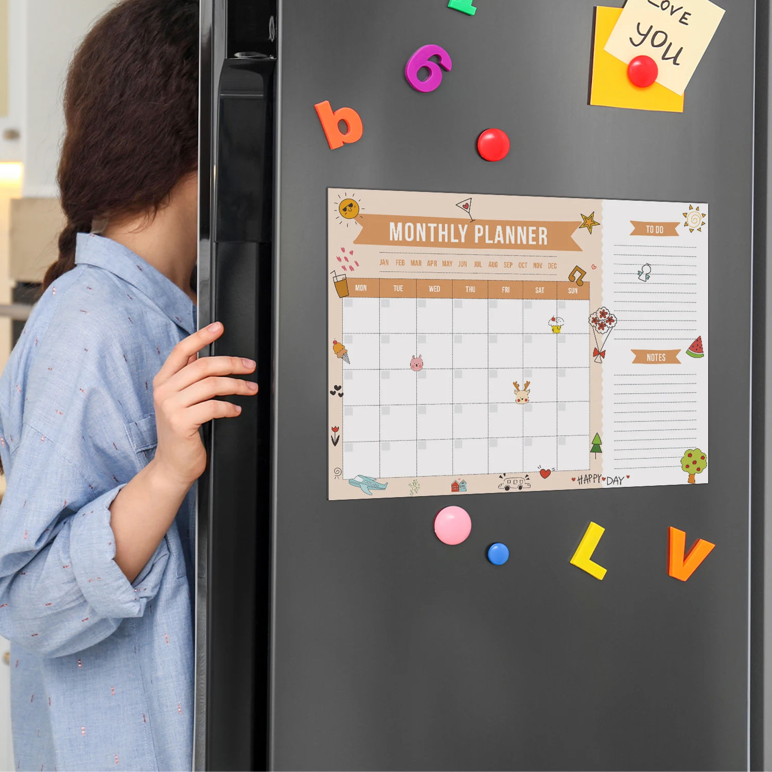 Magnetic Fridge Weekly Planner Board 40x30cm Erasable Whiteboard Sticker for Home Kitchen School Schedule Planning
