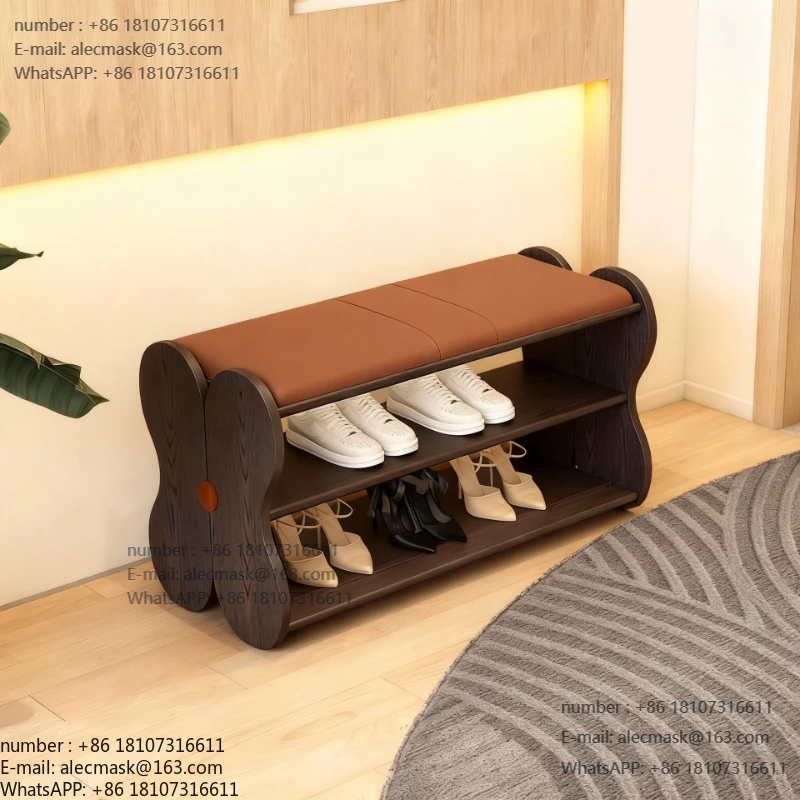

Medieval style shoe change stool all solid wood butterfly creative shoe stool living room home soft bag seat cushion