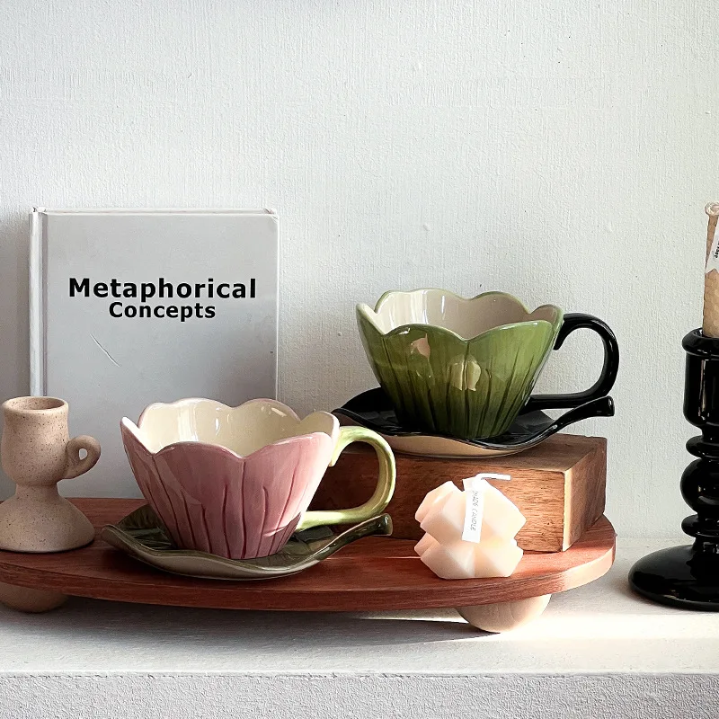 

Tulip-Inspired Fresh And Chic Coffee Cups High-Aesthetic Afternoon Tea Mug American-Style Sophisticated Design-Oriented Cup