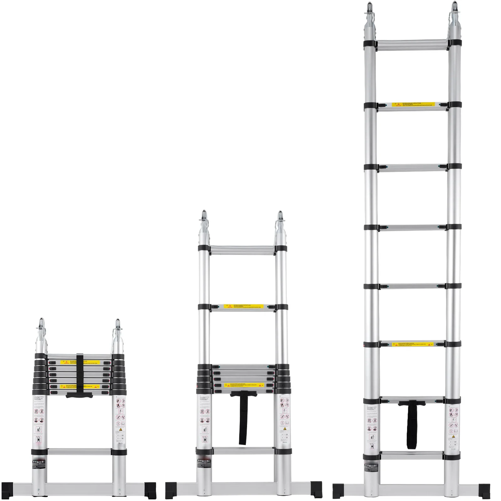 SucceBuy Telescoping Ladder 12.5/16.5 FT A-Shape Aluminum Extension Ladder Lightweight 375 LBS Capacity w/ Stabilizer Bar for RV