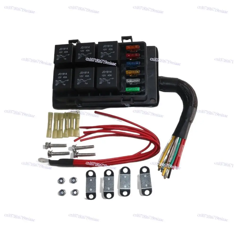 Waterproof 6 Way 12V Fuse Relay Box Kit with Pre-Wiring Harness