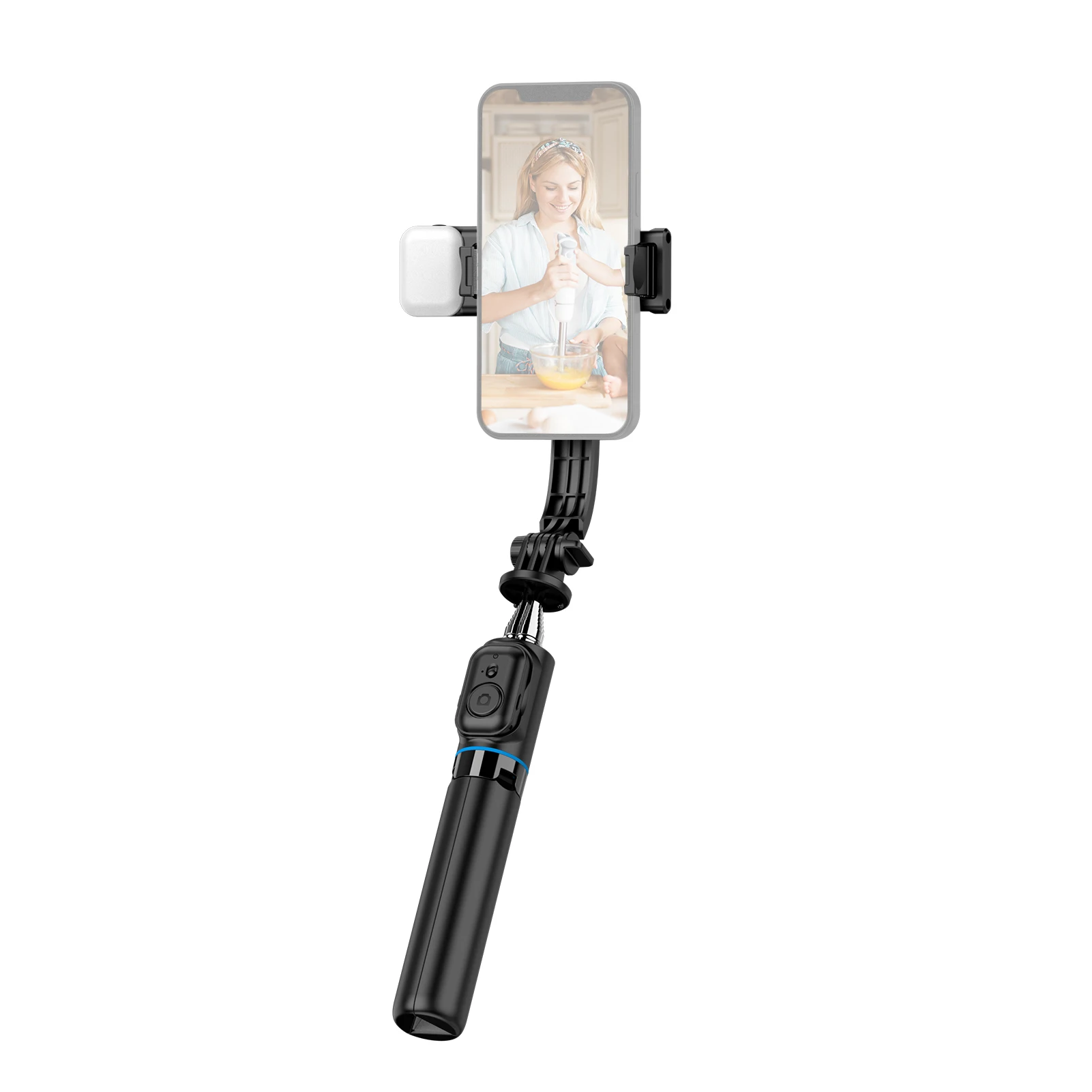 107cm Multi-function Selfie Stick Desktop Tripod 7 Sections 360°Rotatable with Removable Phone Clip Detachable Beauty Fill Light