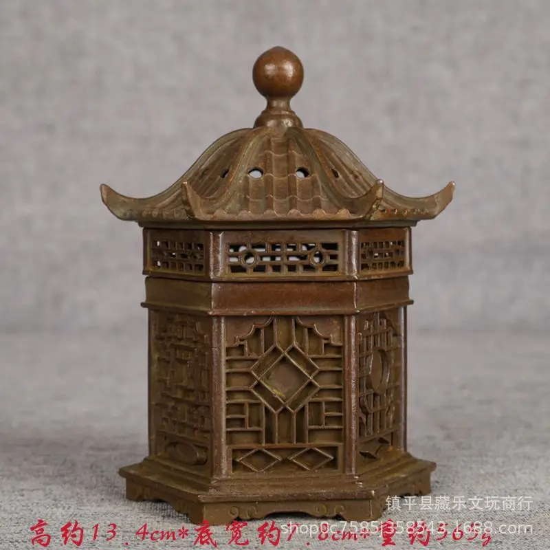 Antique-style Suzhou incense burner, Chinese indoor incense burner, hexagonal pavilion incense burner, hollow palace lantern, cr