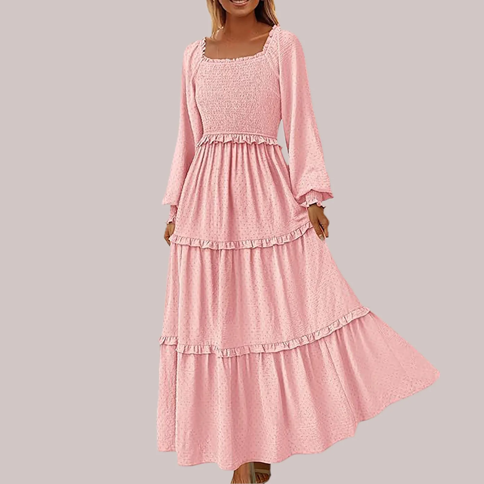 Herbst Neue Formale Kleid frauen Solide Mode Laterne Ärmeln Elegante Retro Französisch Rundhals Hohe Taille Umarmung Langarm kleid