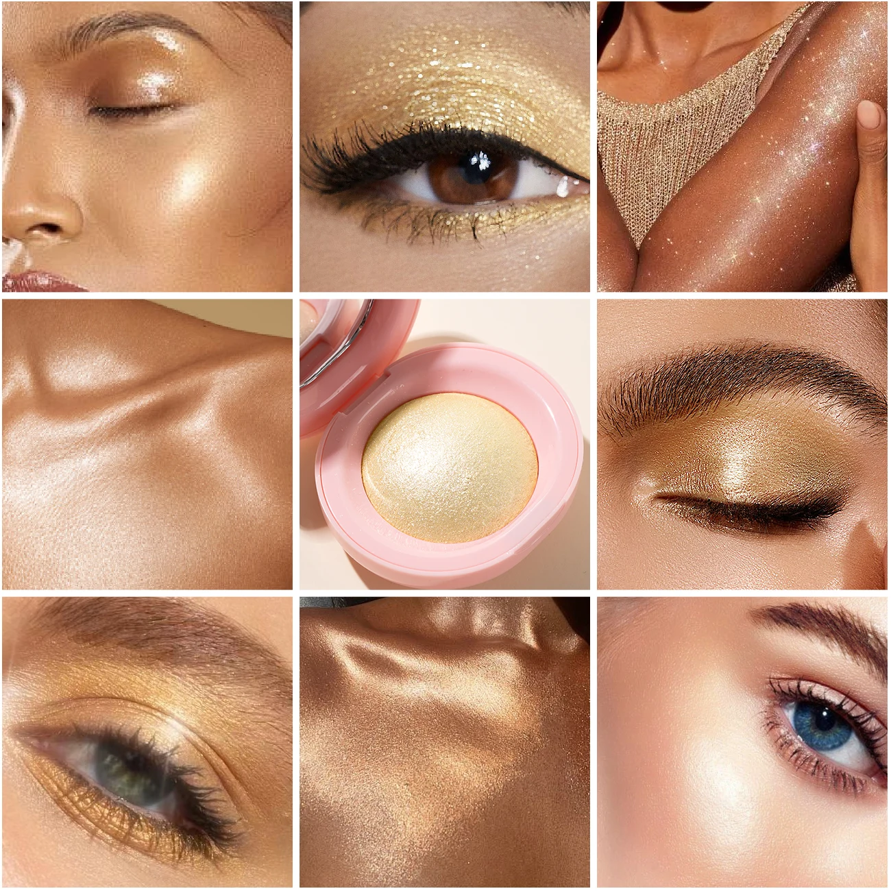 쉬머 블렌딩 가능한 블러셔 & 하이라이터 글로우, 스파클 메탈릭 피니시 하이라이트 블링 컨투어 & 오래 지속되는 아이섀도우 메이크업