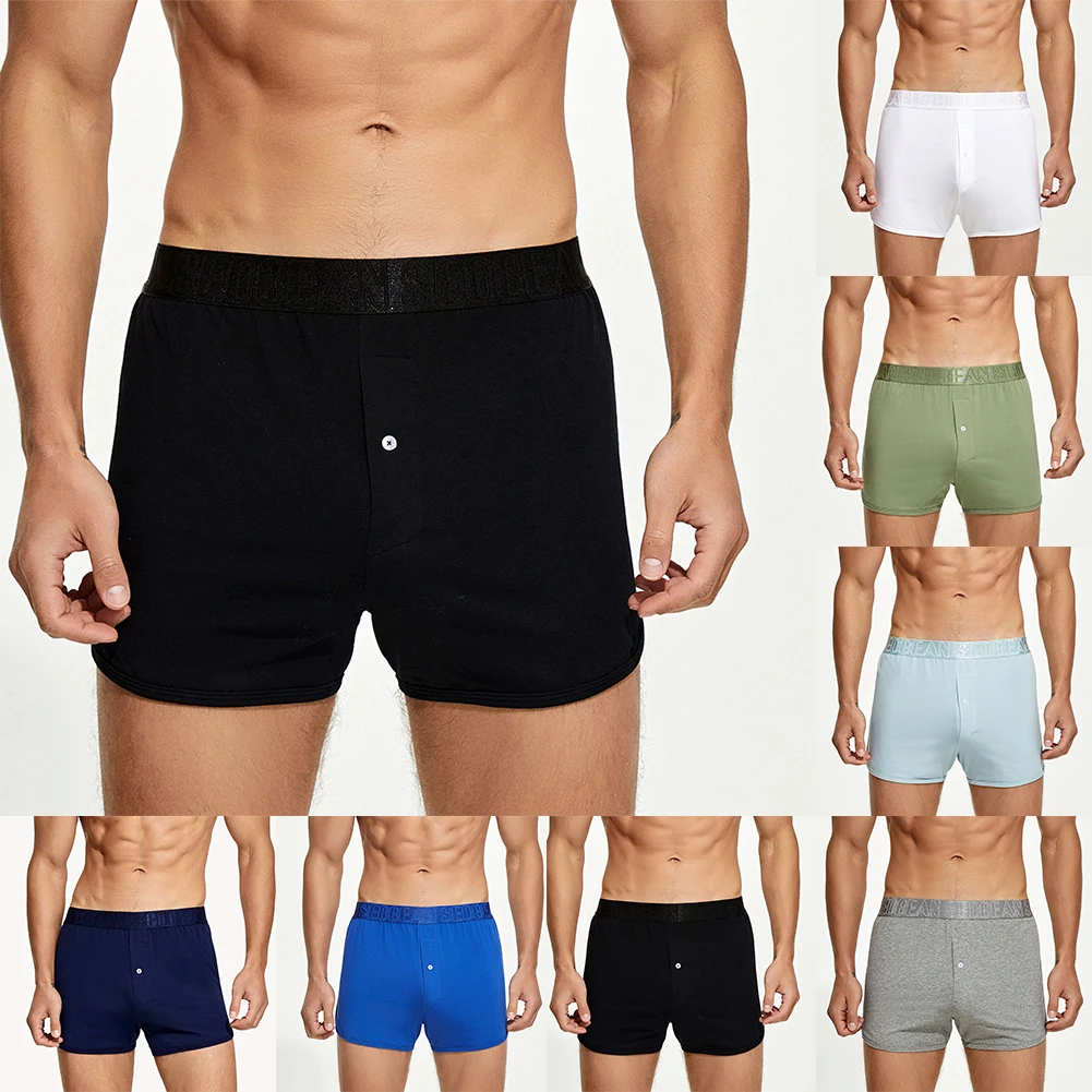 Boxer da uomo con bottoni casual Slip a vita bassa Pantaloncini da tuta Tronchi Intimo Pantaloni freccia Taglie forti Mutandine larghe Undies