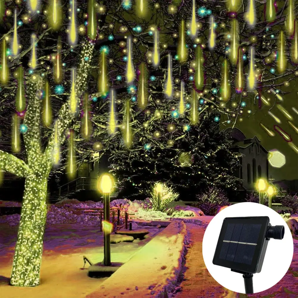 

Outdoor Solar Meteor Shower Christmas Lights 30cm 50cm LED Hanging String Lights for Garden Tree Holiday Party Decoation Lamp