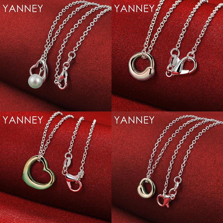 

925 Sterling Silver 16-30 Exquisite Luxury Heart Shape Round Fashion Necklace Women Party Gift Elegant Wedding