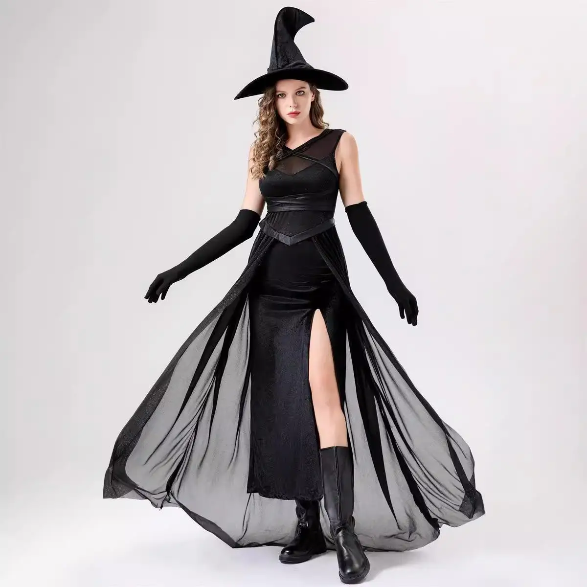 

Bla Long Witch Costume Par Performance Clothes eup Ball Women's Dr loween New Sle by Yuemeikai