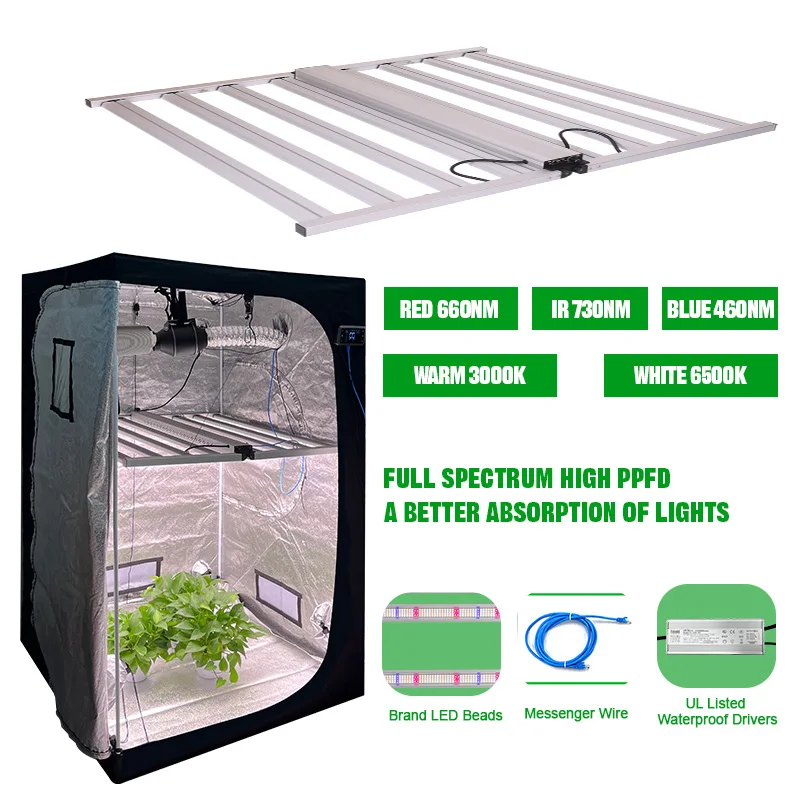 High Quality 4x4FT Indoor Hydroponic Grow Light, Complete Kit with Tent, Full Spectrum LED Plant Lamp