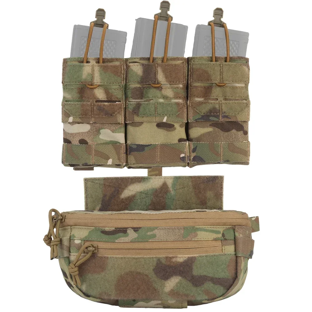 Triple 5.56 Magazine Pouch Tactical Vest Front Placard Panel Bungee Cord MAG Retention JPC K19 AVS 6094 Airsoft Hunting Vest