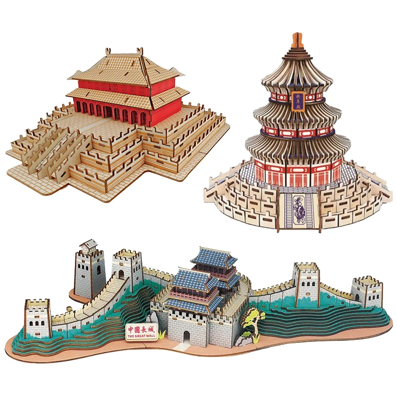 Chinese Architecture 3D Wooden Puzzle Temple Of Heaven Wood Building House Model Toys For Children Hall of Supreme Harmony