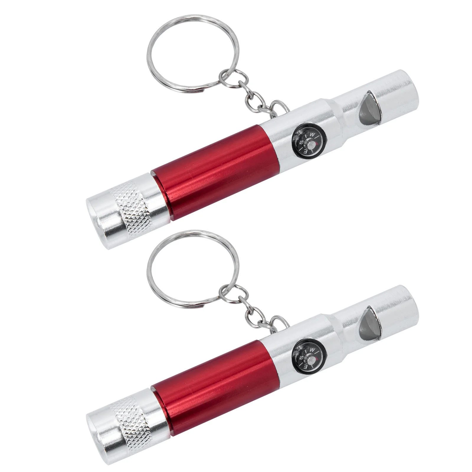 

2Pcs Outdoor Survival Whistle Compass Flashlight Multifunctional Emergency Hiking Camping Safety Keychain Gear Tools