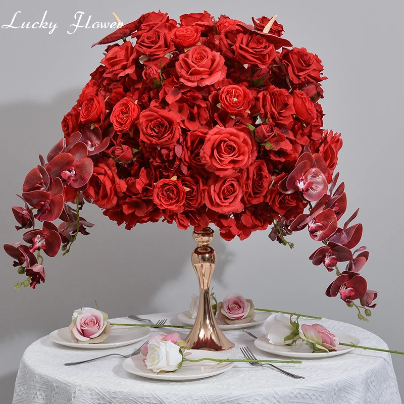 Aritificial Flower Ball Table Centrepiece Decor Wedding Arrangement Decoration Orchid Rose Flower Ball Candlestick Flower Decor