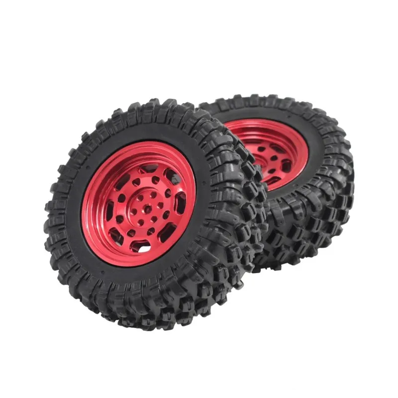 AINY-1.55 Inch Metal Wheel Rims Tires Set 70X25mm CNC No-Glue Lock Wheels For RC Vehicles