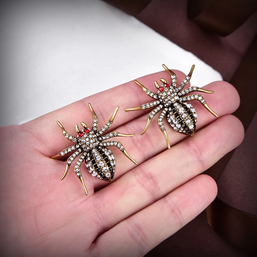 Europe Designer Crystal Insect Spider Exaggerated Earrings Men Women Luxury Jewelry Goth Party Trend