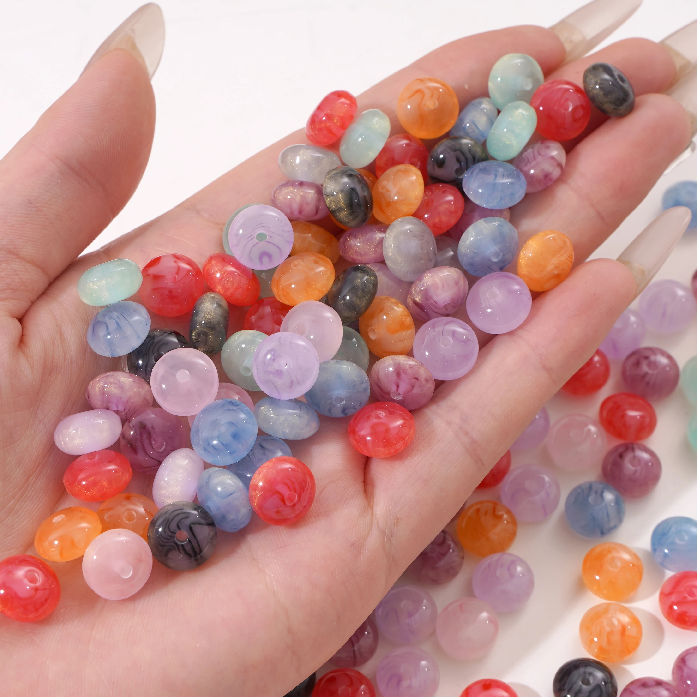 Vintage Collectible Marbles - 10/30Pcs 10×6mm Swirl Marble Pattern Resin