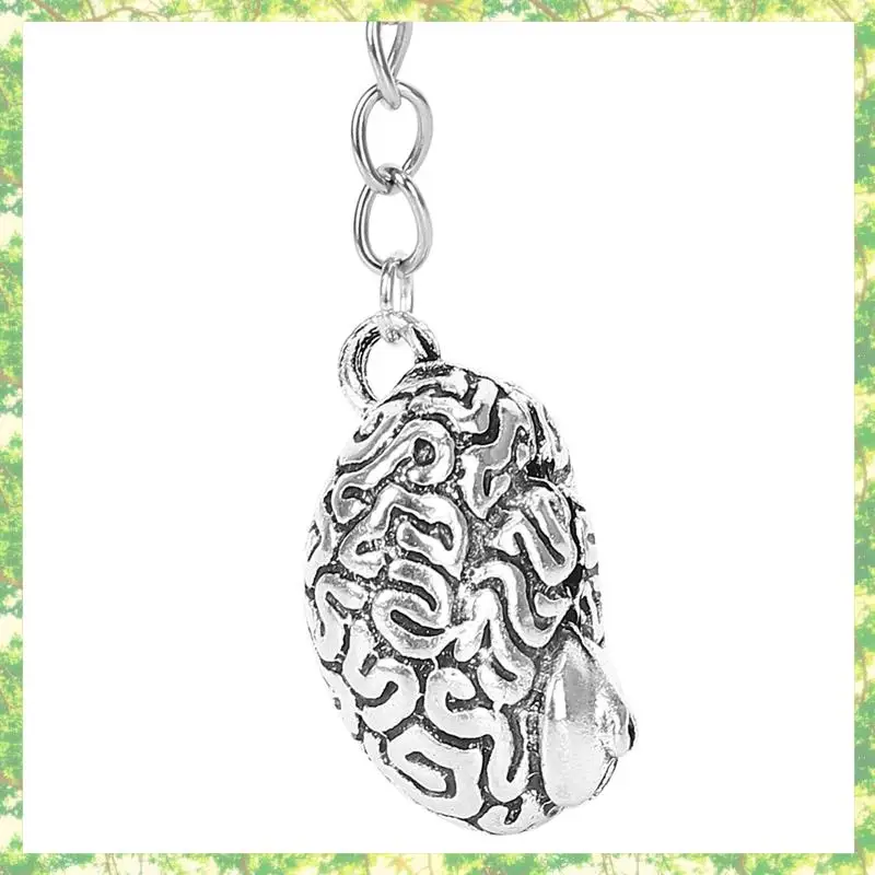 Smart-3X Brain Keychain Alloy Smart Brainiac IQ Key Ring Fob Chain Medicine Human