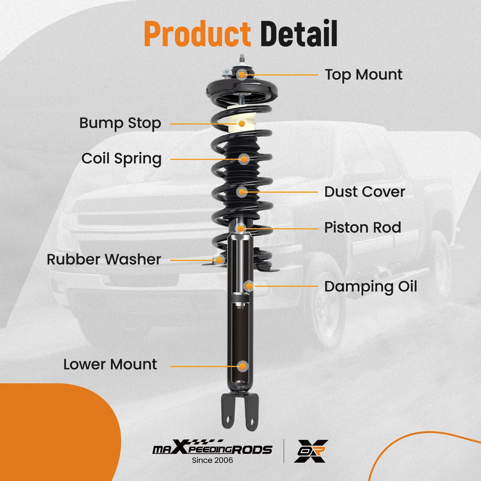 Amortiguador trasero para Honda Accord 2008-12 2,4 LITER L4/3.5LITER V6 Sedan/Coupé