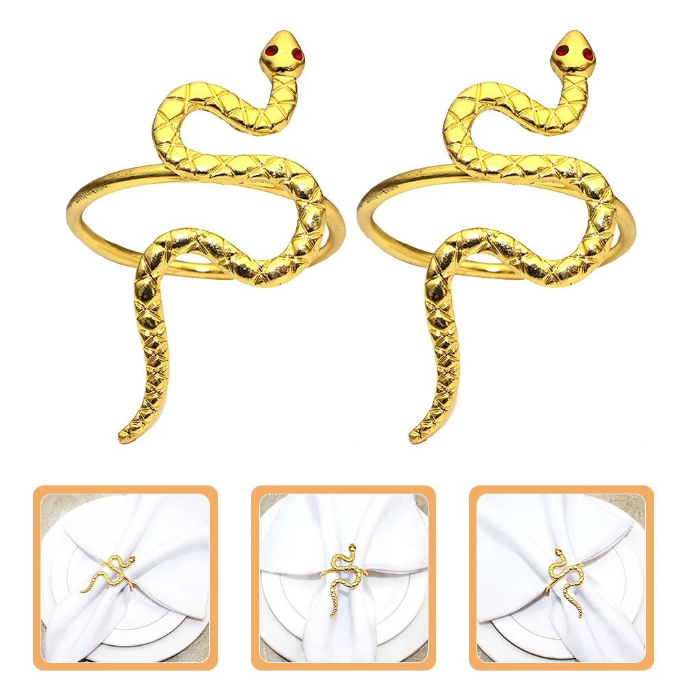 6 Pcs Snake Year Napkin Rings Alloy Chinese Zodiac Tableware Dinner Party Supplies Home Textile Serviette Holder