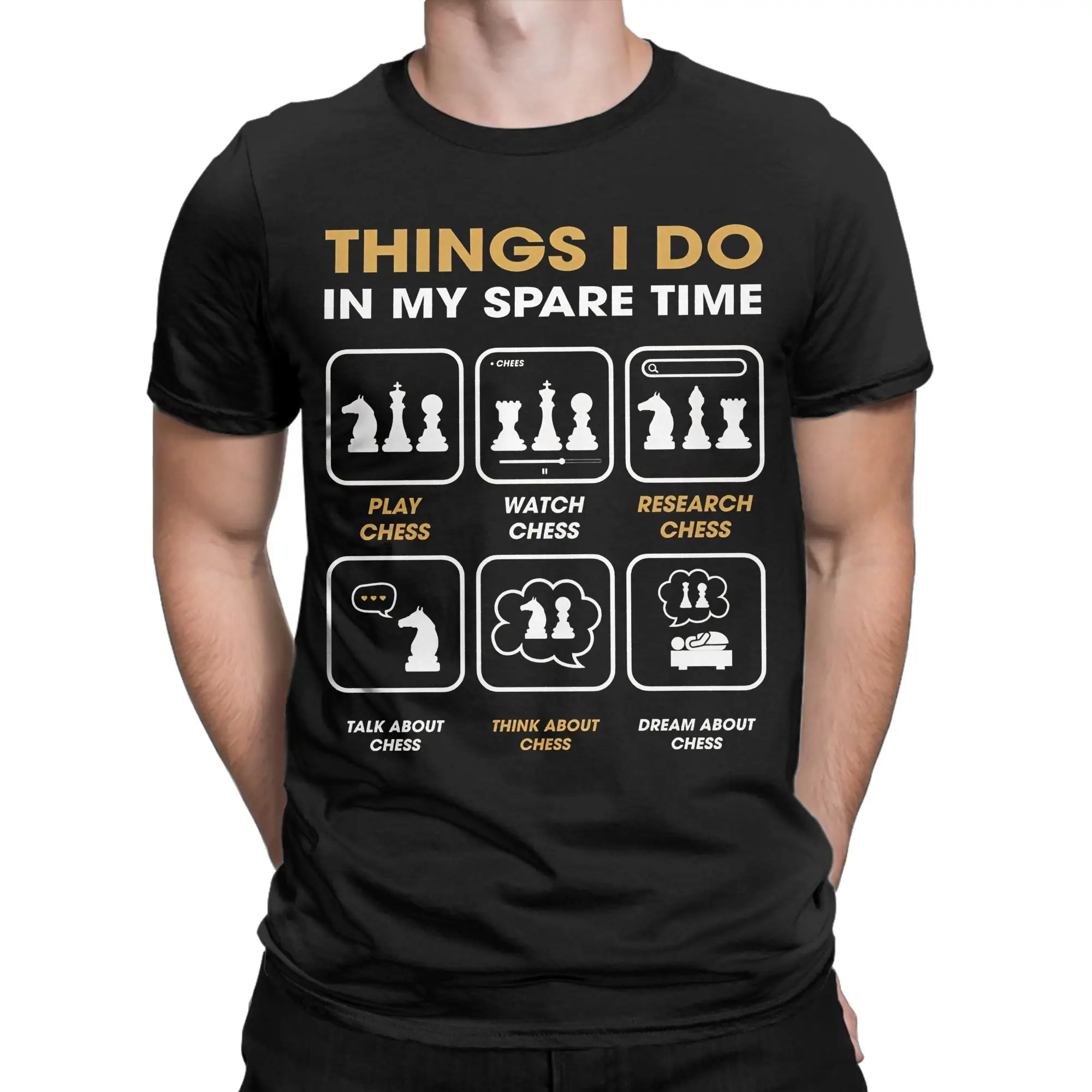 Things I Do In My Spare Time Chess Player T Shirts Men Women's Pure Cotton Funny T-Shirts Round Neck  Tee Shirt Tops Plus Size