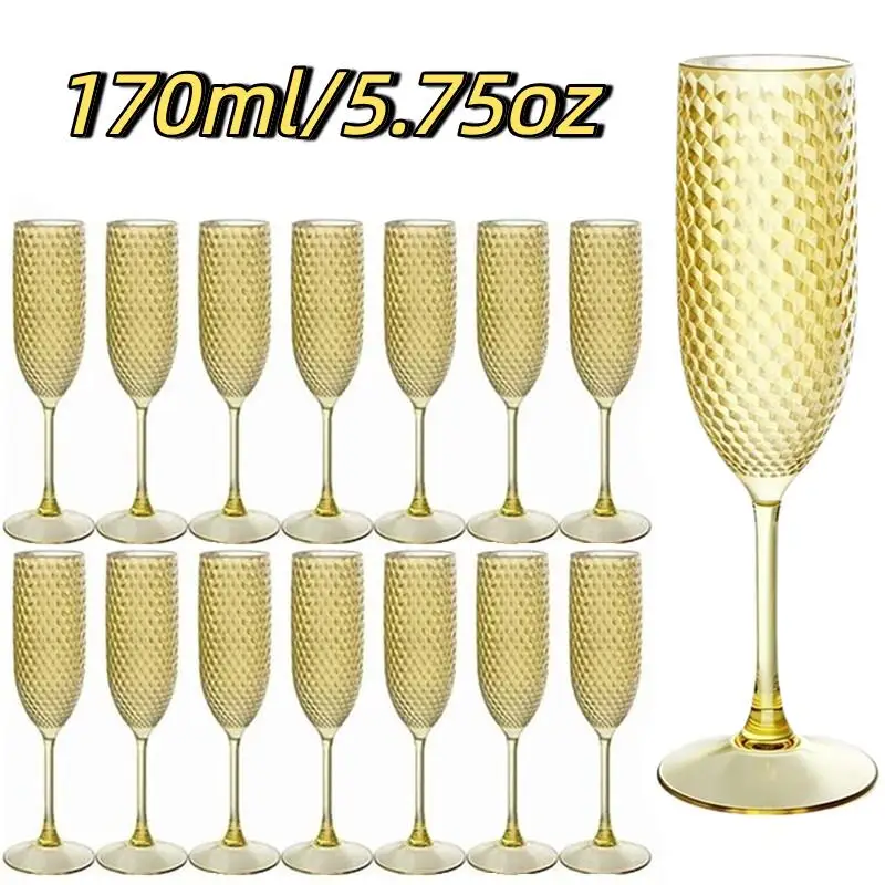 BPA Free PS Champagne Goblets 170/220ml Reusable Shatterproof Cocktail Glasses for Bachelorette Party Home Dinner Table