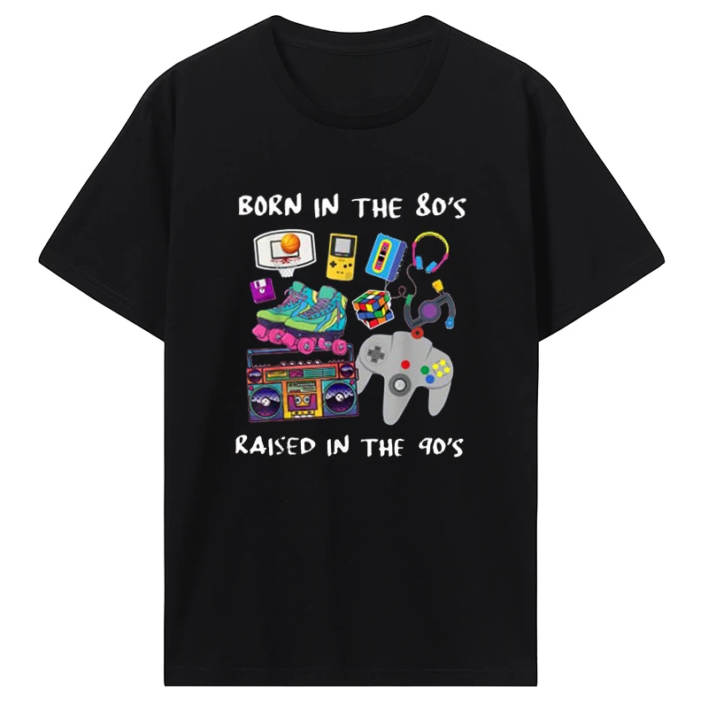 Retro Style 80s 90s Graphic Tees Hobbies Lover Vintage Outfit Cool Party Clothing Born In The 80's Raised In The 90's T-Shirt