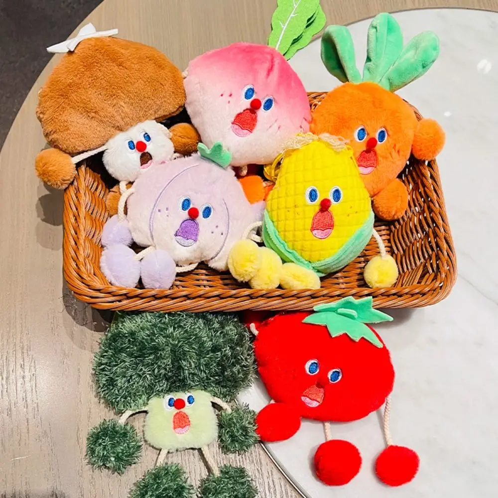 Scream Expression Vegetable Plush Coin Purse Stuffed Doll Colorful Vegetable Plush Earphone Bag Cartoon Fun