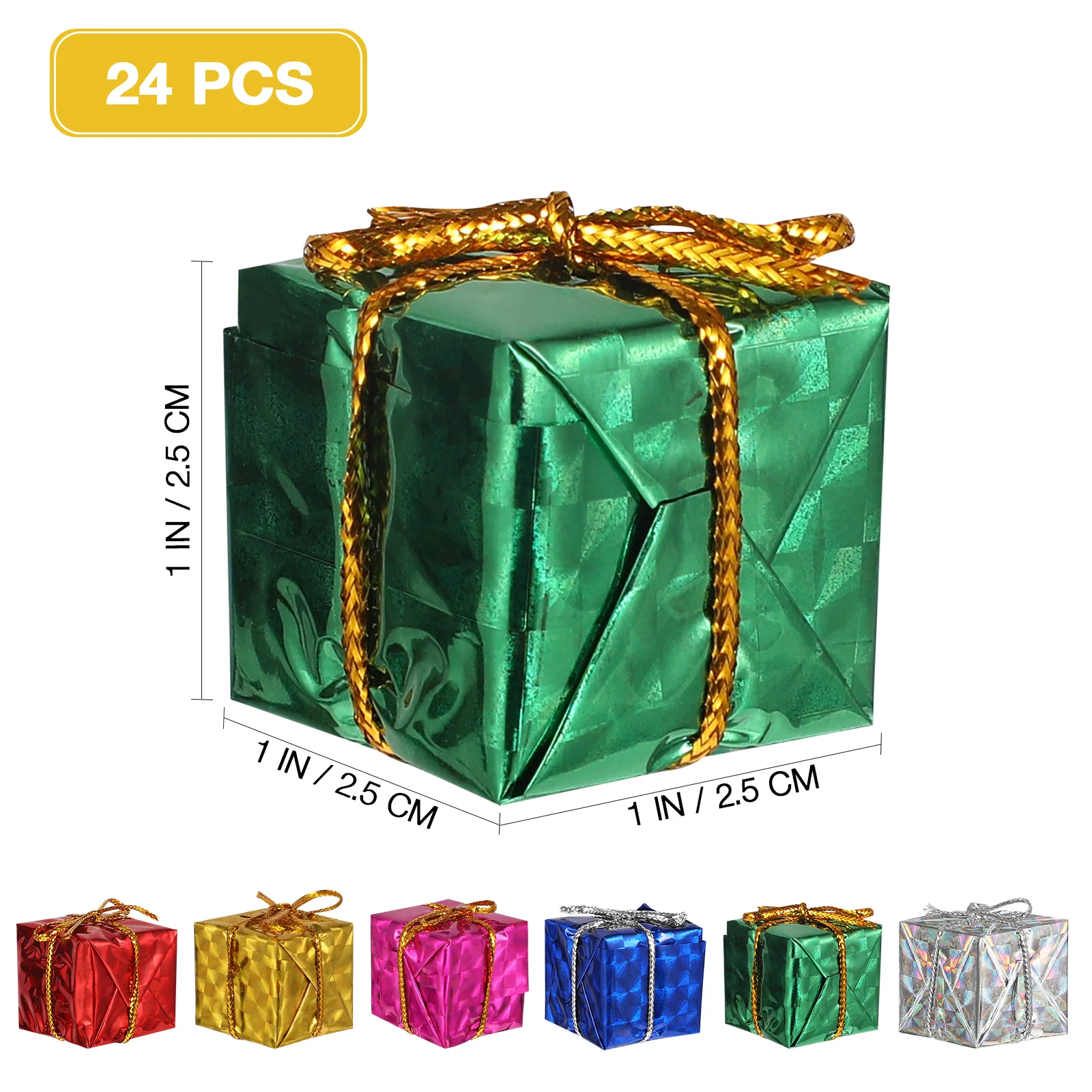 24 Pcs Colorful Gift Boxes Bubble Material Christmas Tree naments Hanging Decorations Festive Xmas Party Supplies