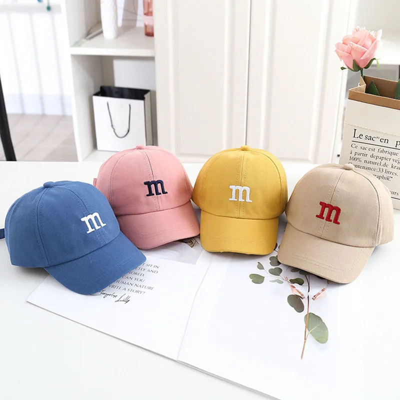 Summer Baby Hat For Kids Baseball Cap Girls Boy Hats Summer Baby Sun Hat Hip Hop Embroidered Letter M Caps 0-4 Years