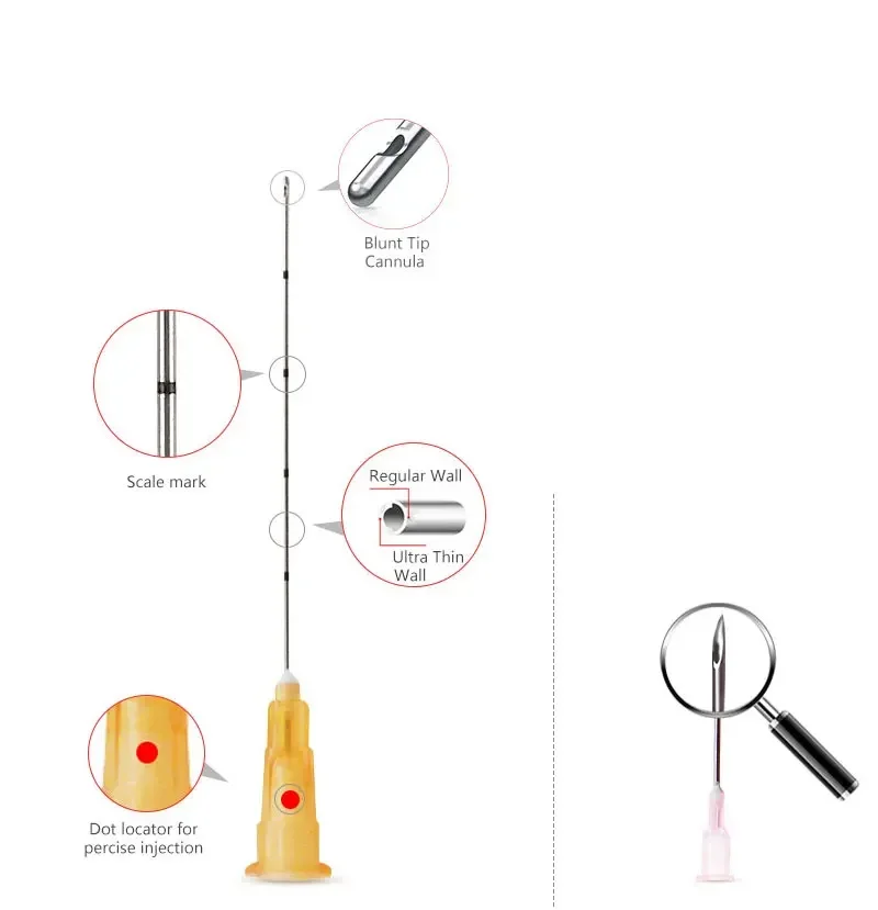 

Red Dot High Quality Disposable Blunt-tip Cannula 22g 25G 50mmSterile Micro Tip Blunt Fine Cannula