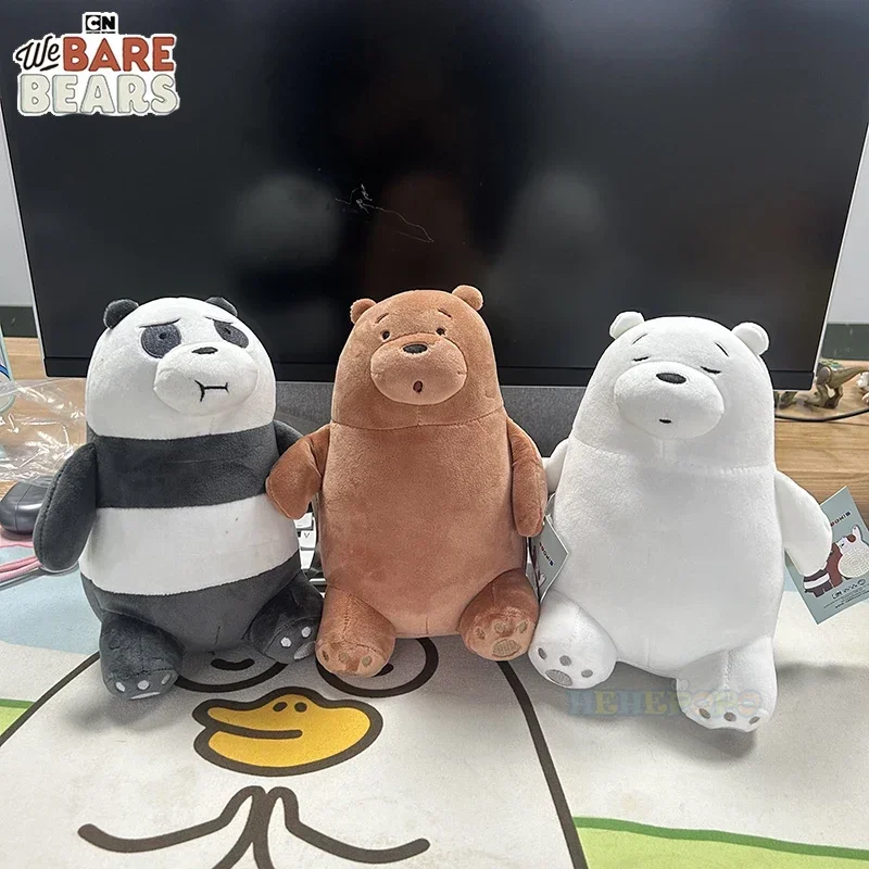 Pluszowe lalki Miśki z serialu We Bare Bears, siedzące, 20 cm, miękkie, urocze zwierzątka, idealne na prezent świąteczny.