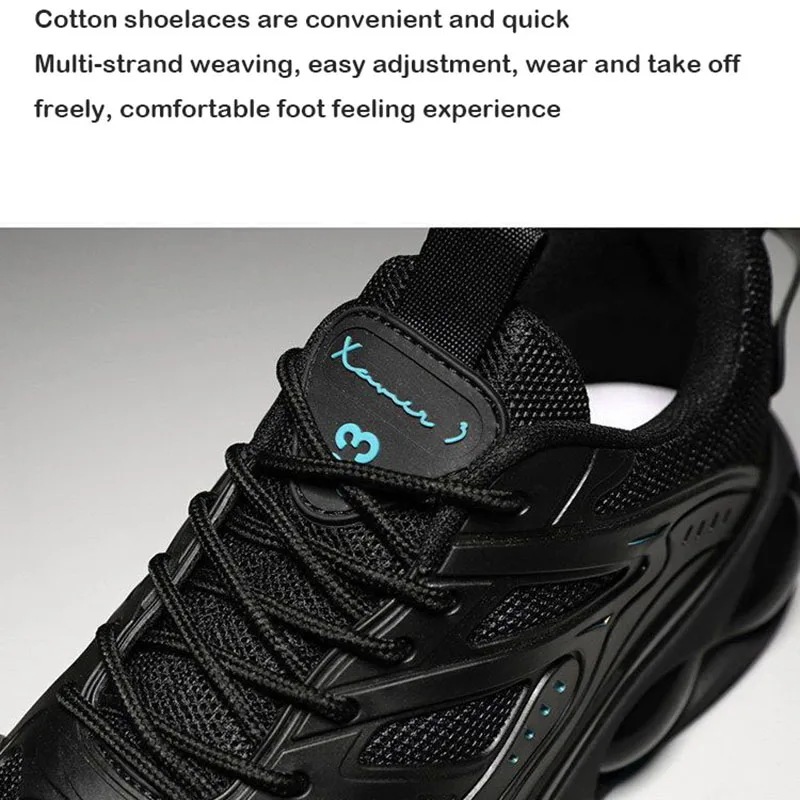 Oulylan-Baskets décontractées en maille respirante pour hommes, chaussures de course légères, baskets de sport noires