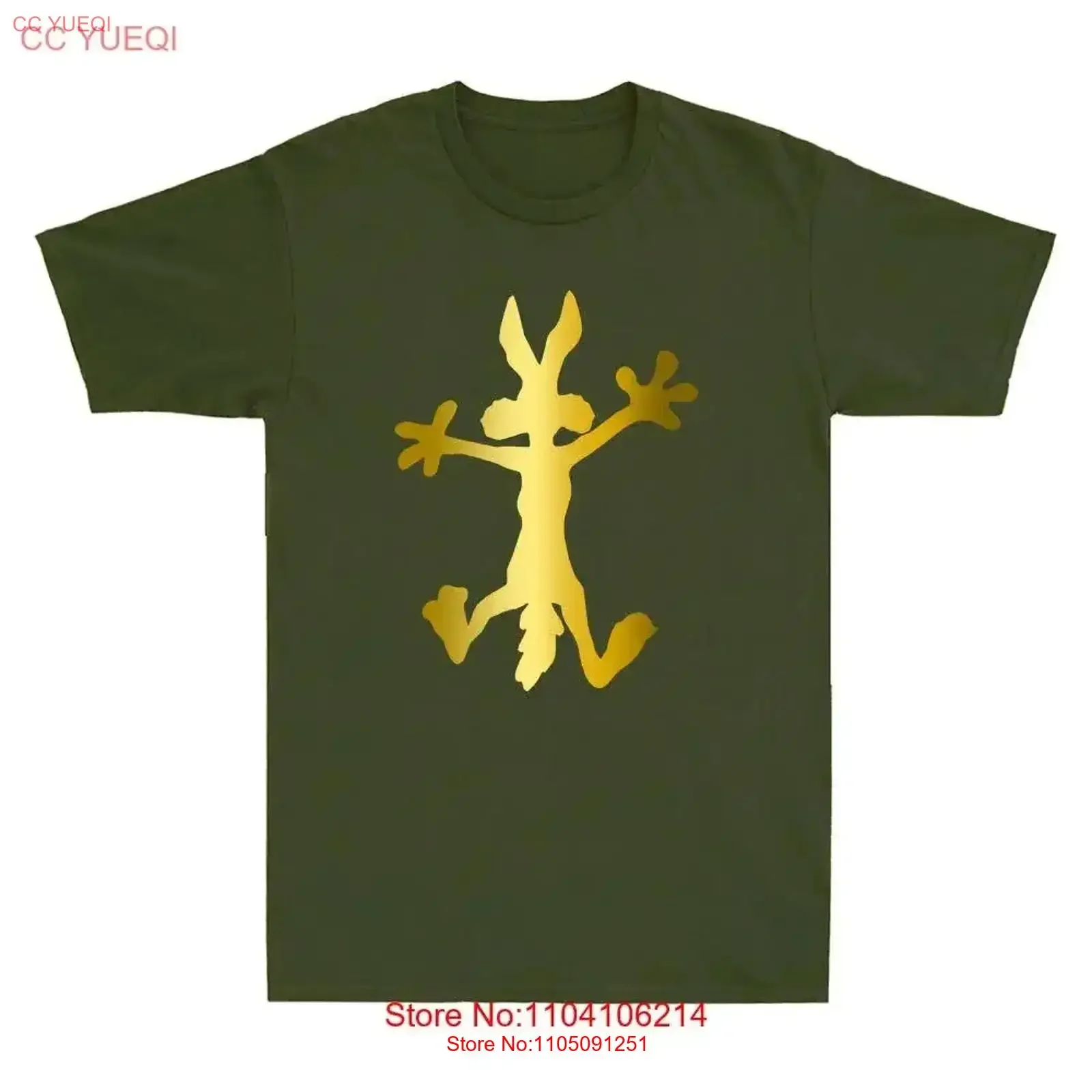 Coyote забавный мультяшный мем с золотым принтом, новинка, мужская футболка, винтажная стираная эластичная графическая дизайнерская одежда, винтажная стираная одежда