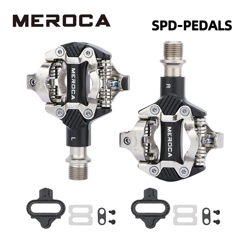 

Meroca Sealed Bearing Mtb Bike Pedals Aluminum Self-locking With Clips Doubleside Clipless Pedal Spd Ultralight Bicycle Parts