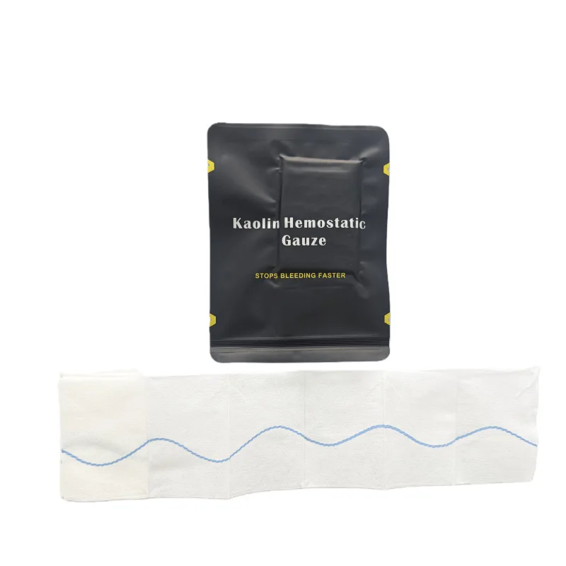 Stop Bleeding Gauze Kaolin Clay Compressed Gauze Emergency High-concentration Tactical Trauma Gauze 7.5x150cm/7.5x370cm