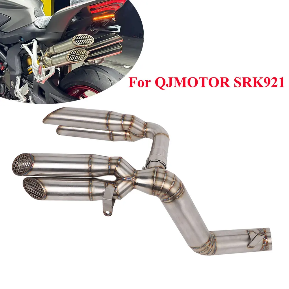 Slip On For QJMOTOR SRK921 SKR921RR Motorcycle Exhaust Escape System Middle Link Pipe SRK921 Exhaust Four Muffler