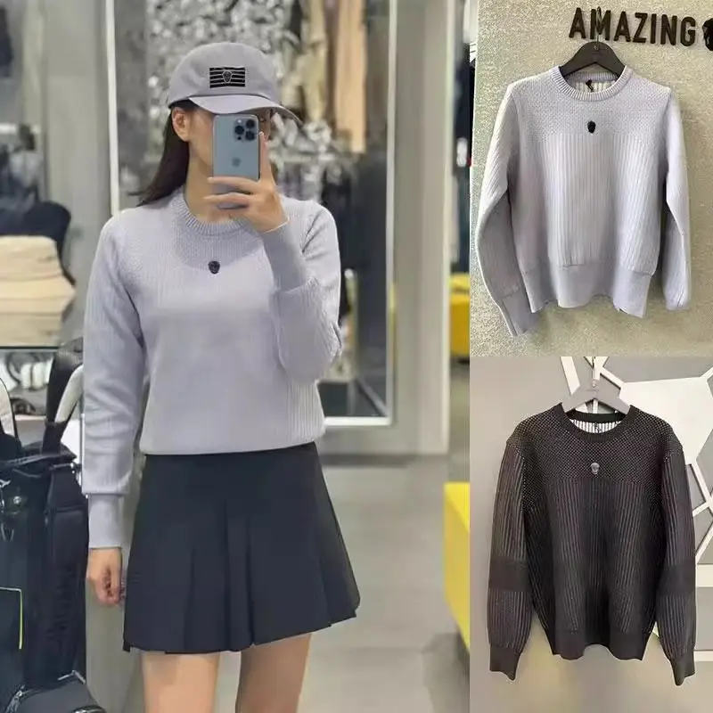

Women's Knitted Top with Round Neck and Long Sleeves for Autumn and Winter, Classic Casual Pullover, Comfortable and Versat Golf