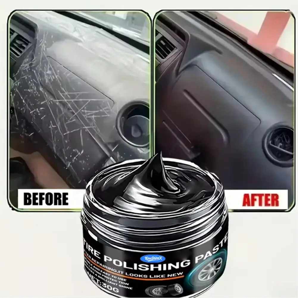 Crème de réparation des rayures intérieures de voiture, cire de polissage pour plastiques intérieurs et extérieurs, réparation des surfaces en plastique noir pour l'intérieur et le tableau de bord