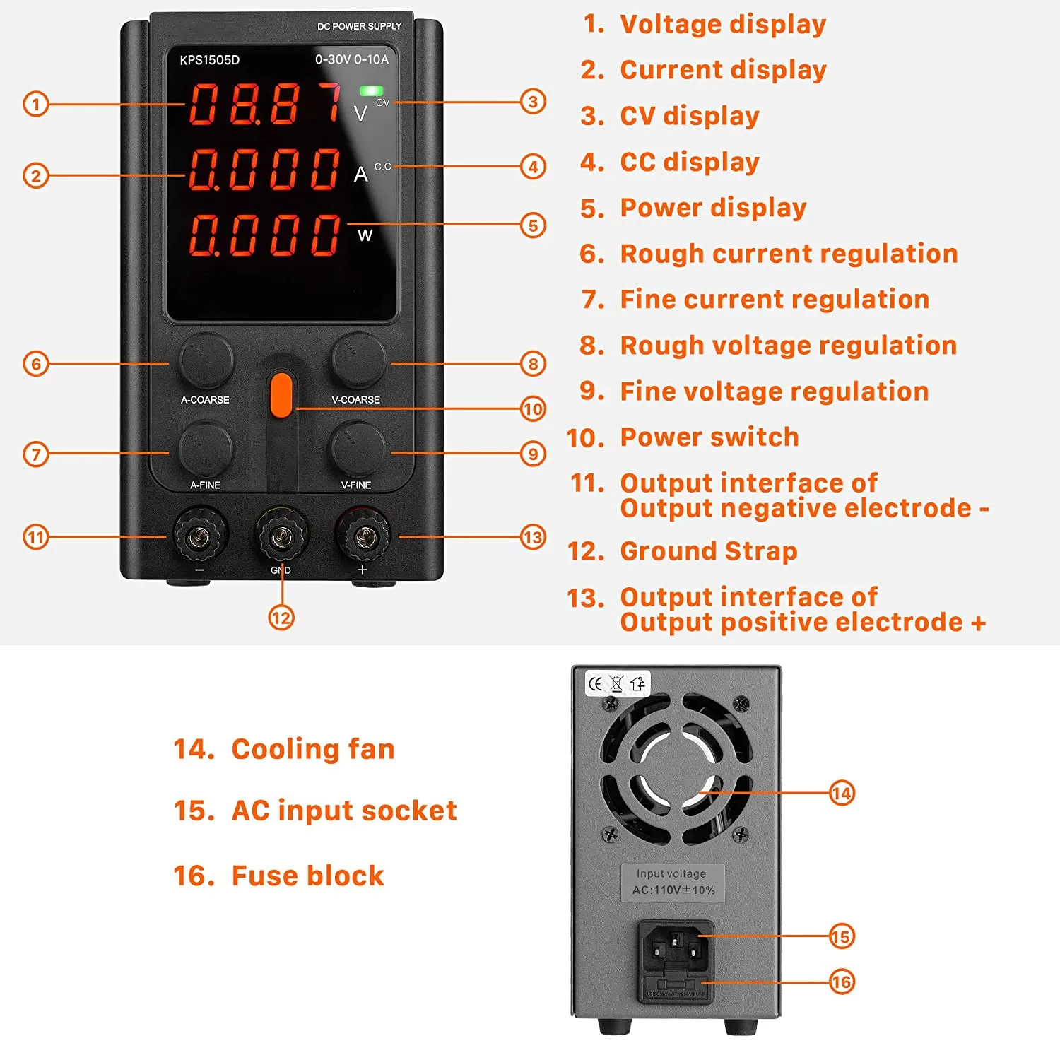 可変DC電源,30V, 10A, 4デジタルLEDディスプレイ,精密調整可能,安定化スイッチング,新品