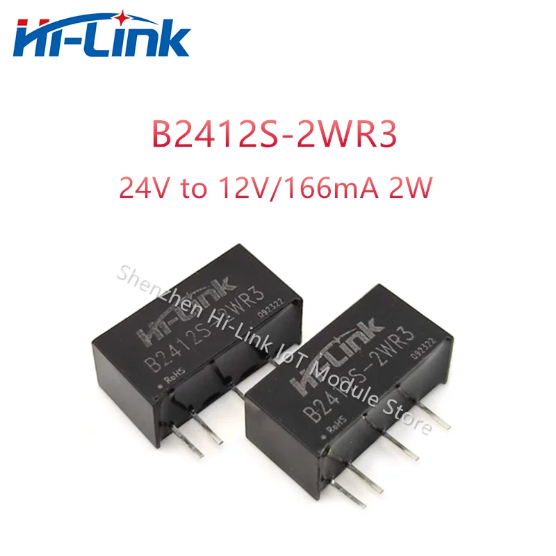 Hilink-Mini Módulo de Alimentação DC, 24V a 12V, 16mA, 2W, B2412S-2WR3, Baixo Consumo de Energia, Isolamento, 5Pcs, Lot