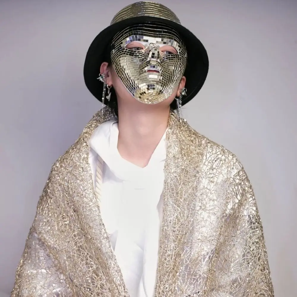 Bola de mascarada Simple, máscara facial con espejo brillante para hombre y adulto, máscara de cara completa para Club nocturno, suministros para fiestas, máscara para ojos, decoración para el hogar y DJ para niña