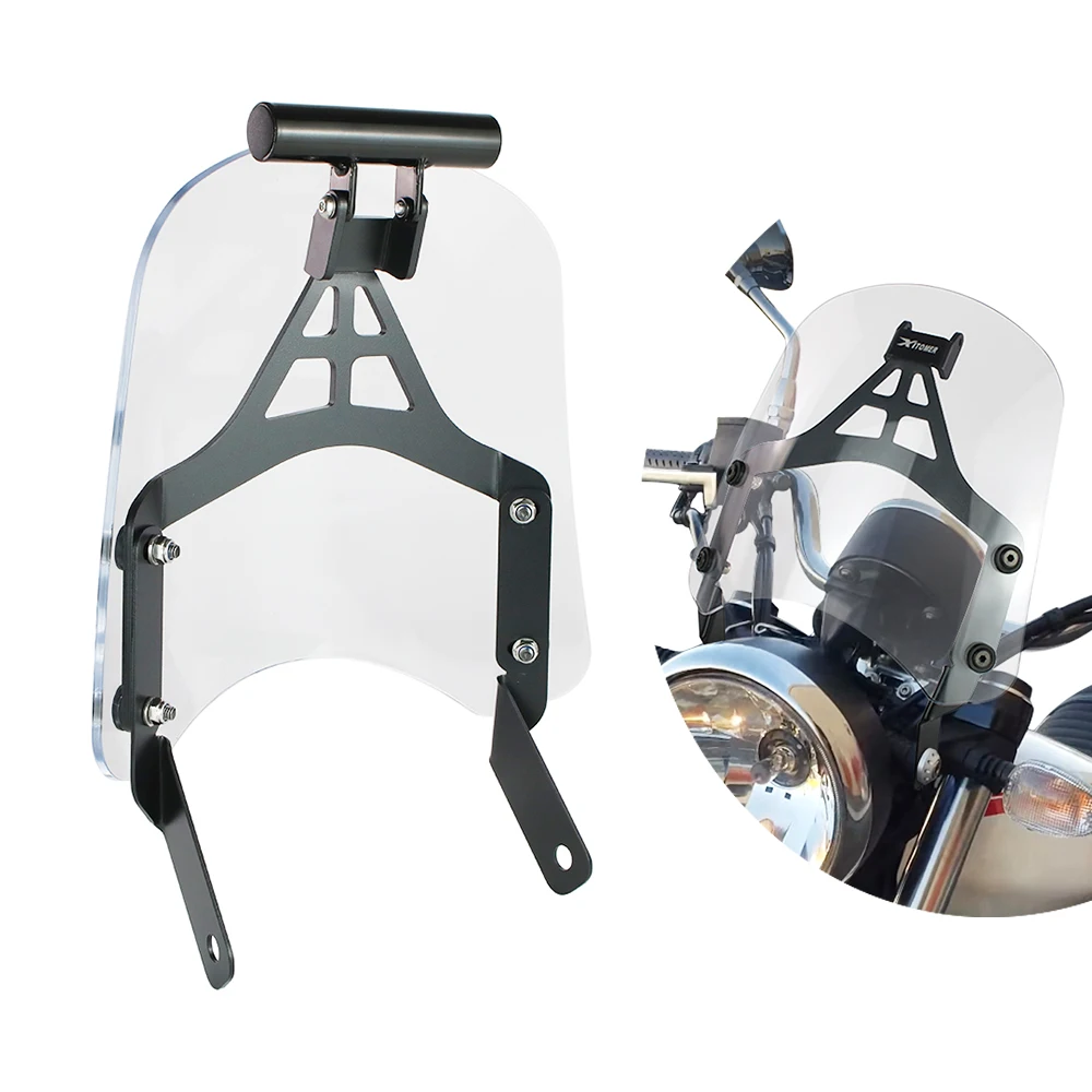 

For Moto Guzzi V9 Bobber/Roamer 2016 2017 2018 2019 2020 Motorcycle Windscreen Windshield Protector GPS Mount Navigation Bracket