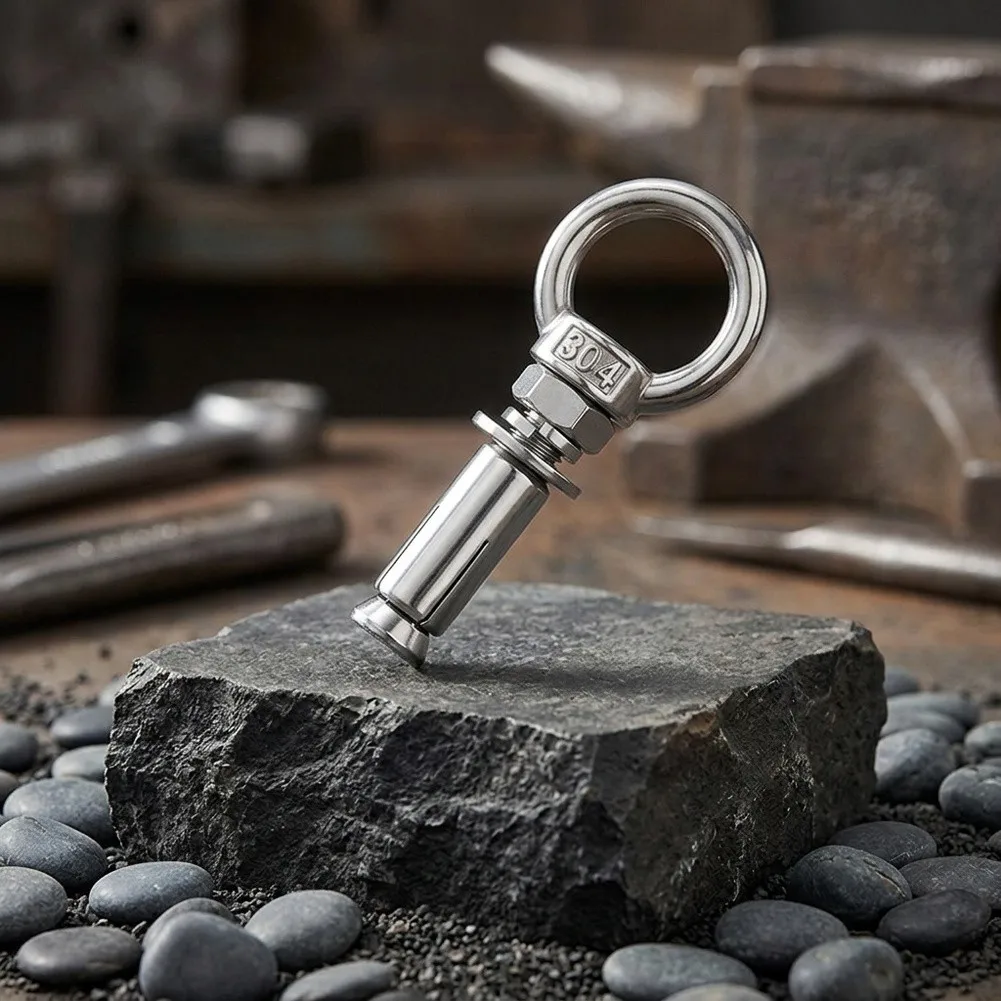 304 Stainless Steel Expansion Bolts with Ring End Designs for Wall Anchoring and Eye Screw Functions 6mm 8mm 10mm Threads