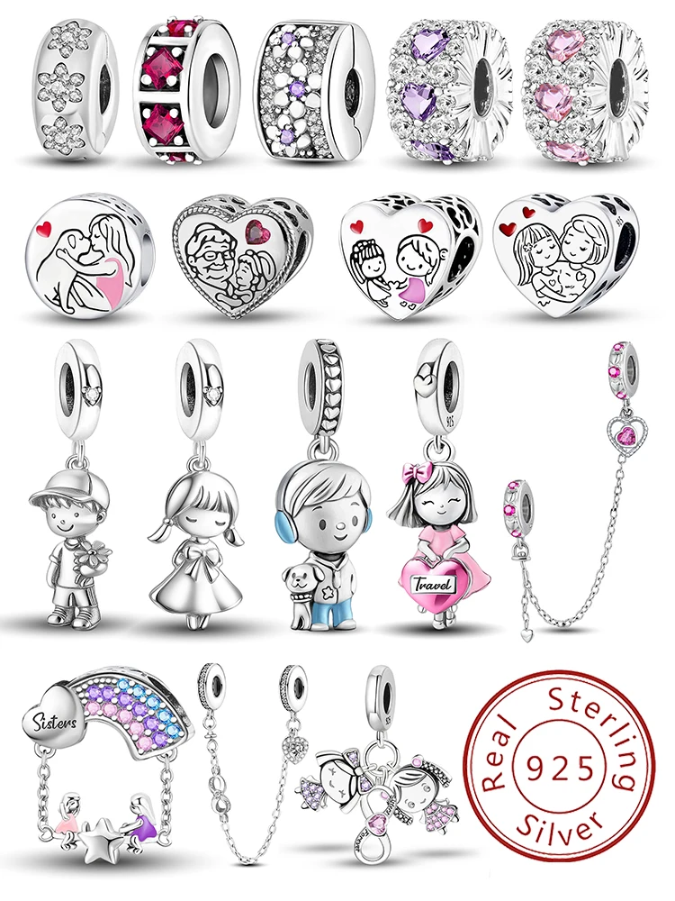 925 Sterling Silver Girl Boy Character Series Charms Beads Fit Original  Bracelet Bangle High Quality DIY Jewelry For Womens