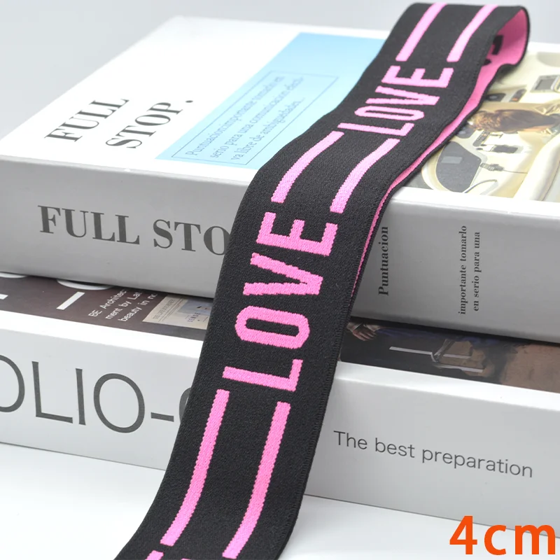 Jacquard LOVE Elastic Belt Elastic Pants Waist Sealing Belt Rubber Band Flat Accessories Rubber Band Pant Belt